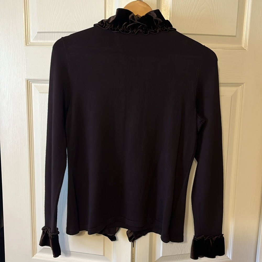 Elementz Women’s evening jacket with built-in top and velvet frill brown size M - Picture 5 of 12